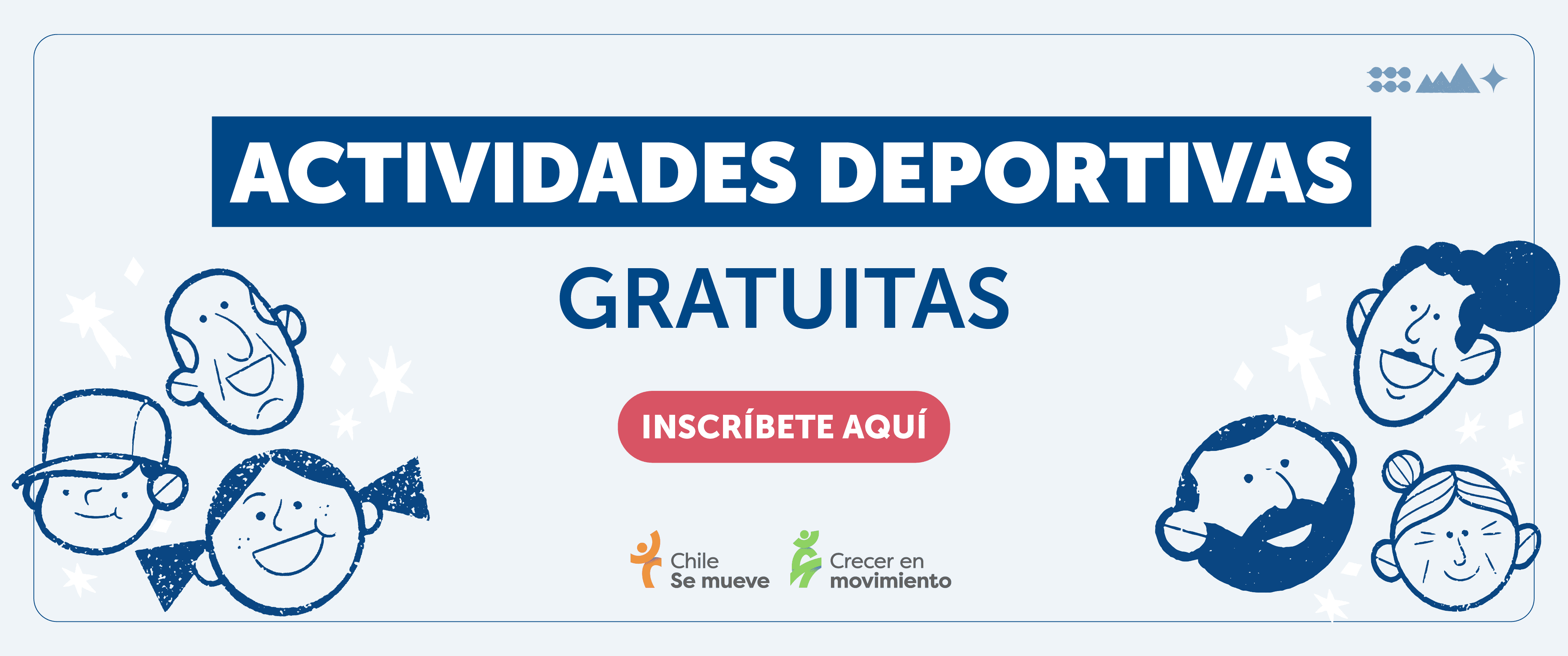 Banner informativo: actividades deportivas gratuitas, inscríbete aquí.