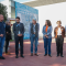 Autoridades de gobierno en sitio de memoria camarín de mujeres del Parque Estadio Nacional.